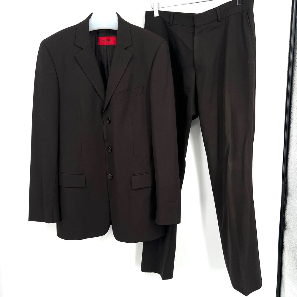 Hugo Boss Brown Wool Blazer‎ Suit Jacket Size 36-37 R 90cm Business Office GQ